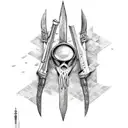arco e flecha no meio, escrito "eu não ando só" tattoo design idea