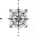 A vintage compass surrounded by intricate dotwork patterns tattoo design idea