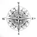 A vintage compass surrounded by intricate dotwork patterns tattoo design idea