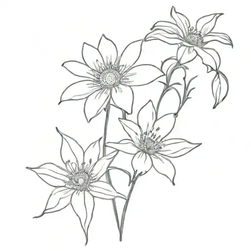 daisy, larkspur, violet flower tattoo design idea
