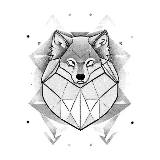 A black-grey tattoo of a bag girl holding a controller, surrounded by gaming symbols and a wolf silhouette in the background. tattoo design idea