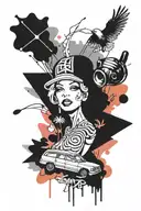 graffiti inspired design featuring elements of the 60's, Mods, hip-hop, rave culture and family  tattoo design idea