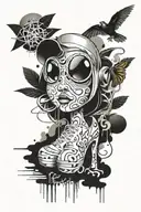 graffiti inspired design featuring elements of the 60's, Mods, hip-hop, rave culture and family  tattoo design idea