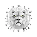 roaring lion clouds clock tattoo design idea