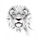 roaring lion clouds clock tattoo design idea