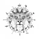 roaring lion clouds clock tattoo design idea