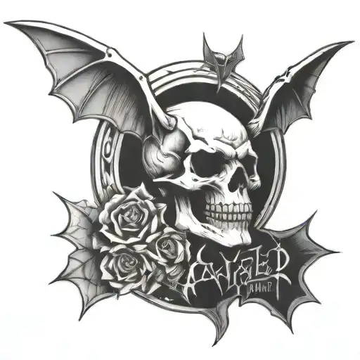avenged sevenfold skullbat tattoo design idea