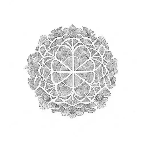 bonsai tree surrounded by flower of life tattoo design idea