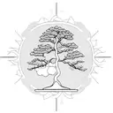bonsai tree surrounded by seed of life tattoo design idea