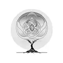 bonsai tree surrounded by seed of life tattoo design idea