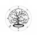 bonsai tree surrounded by seed of life tattoo design idea
