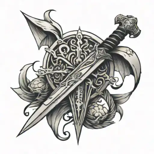 berserk sword intertwined tattoo design idea