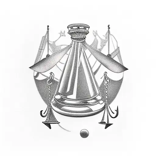 Sheet music forming a gavel and scales of justice tattoo design idea