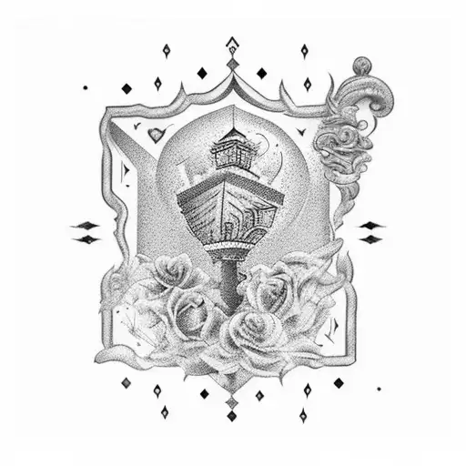 torre del mangia , word „amore“ tattoo design idea