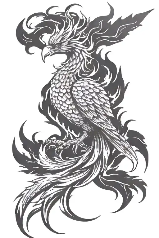 angry flame phoenix rising from the ashes tattoo design idea