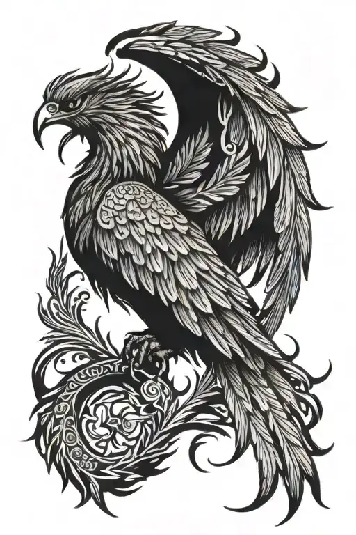 phoenix rising Phoenix wings sitting alone tattoo design idea