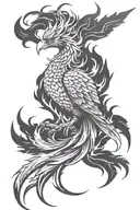 angry flame phoenix rising from the ashes tattoo design idea