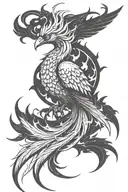 angry flame phoenix rising from the ashes tattoo design idea