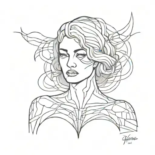Woman bust sculpture tattoo design idea