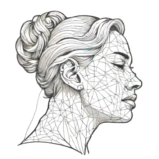 Woman bust sculpture tattoo design idea
