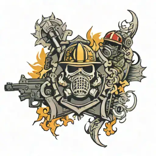 military and firefighter  tattoo design idea