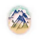 mountain scape with room for existing tattoo on thigh tattoo design idea