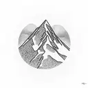 mountain scape with room for existing tattoo on thigh tattoo design idea