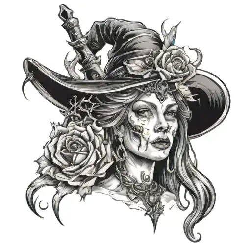 witch hecate torch  tattoo design idea