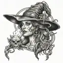 witch hecate torch  tattoo design idea