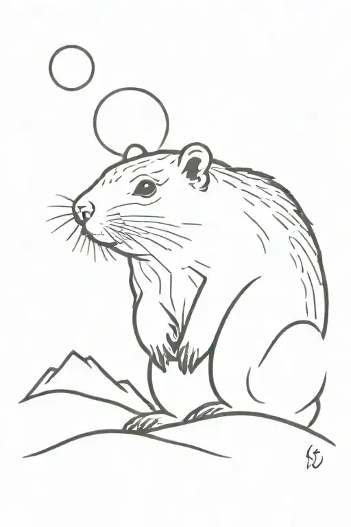 skinny groundhog sillouete in front of the moon  tattoo design idea
