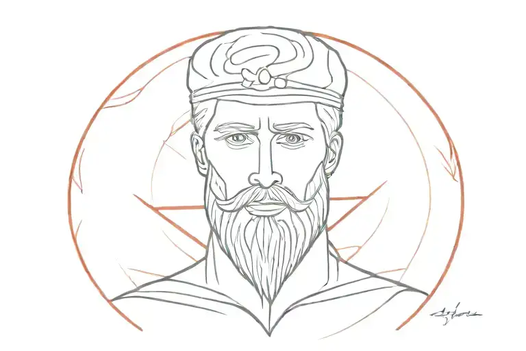 russian prince vladimir with beard red sun rising tattoo design idea