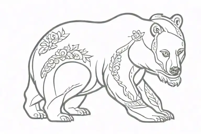 russian slavic bear looking forward tattoo design idea