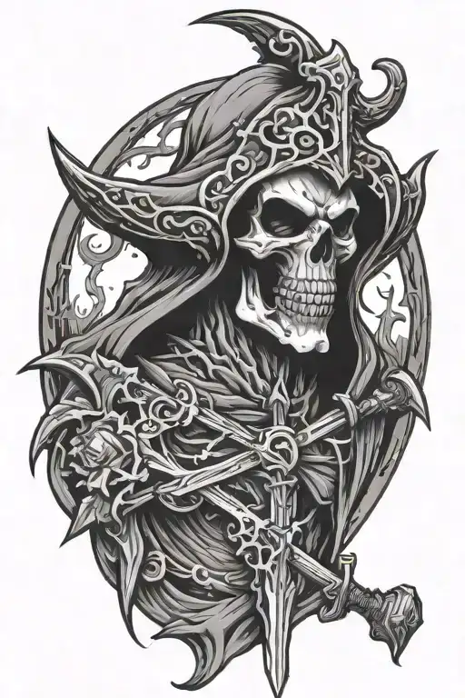 grime reaper with dimond inside tattoo design idea