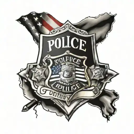 flag, police, badge, 207, protect,  tattoo design idea