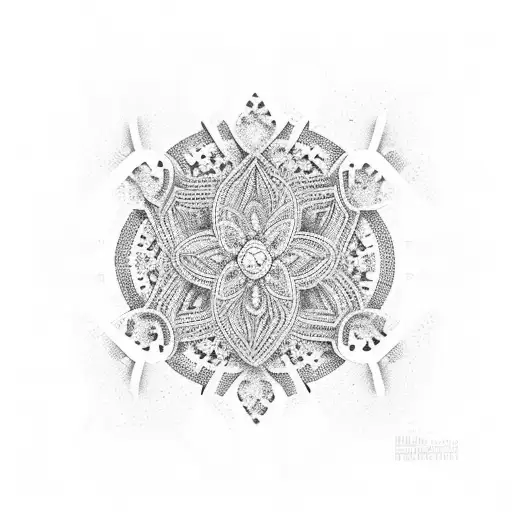 A stunning dotwork tattoo showcasing the allure of a stack of cash surrounded by intricate patterns, symbolizing wealth and success tattoo design idea