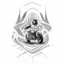 A bold blackwork tattoo featuring a sleek motorcycle racing through a winding road with a sense of speed and adrenaline tattoo design idea