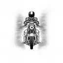 A bold blackwork tattoo featuring a sleek motorcycle racing through a winding road with a sense of speed and adrenaline tattoo design idea