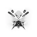 A bold blackwork tattoo featuring a sleek motorcycle racing through a winding road with a sense of speed and adrenaline tattoo design idea