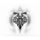 A bold blackwork tattoo featuring a sleek motorcycle racing through a winding road with a sense of speed and adrenaline tattoo design idea