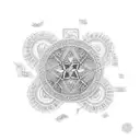 A stunning dotwork tattoo showcasing the allure of a stack of cash surrounded by intricate patterns, symbolizing wealth and success tattoo design idea