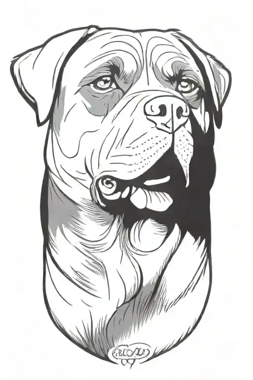hide the quote 'what if . . .' in the image of a rottweiler tattoo design idea