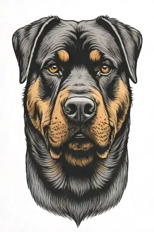 Smiling Rottweiler tattoo design idea
