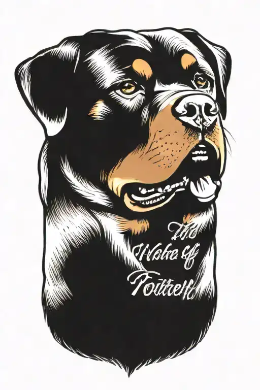 Rottweiler with the words "What if" in a cursive font tattoo design idea