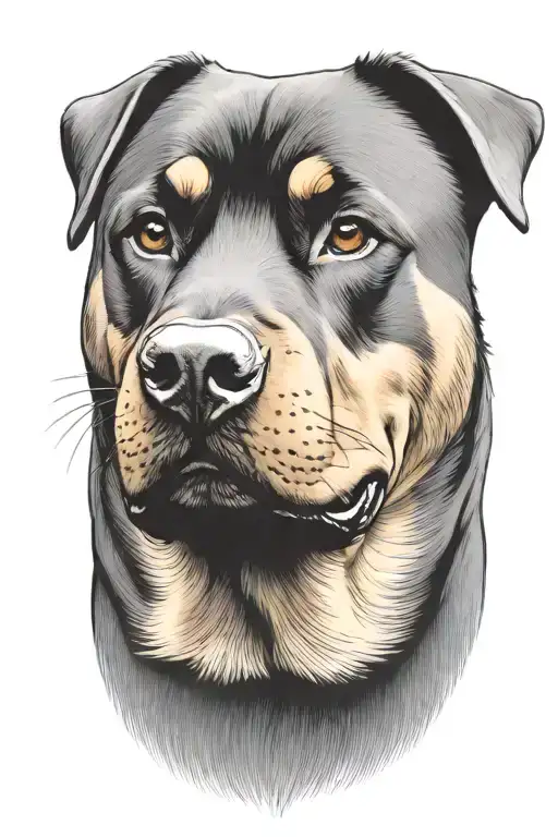 Rottweiler smiling tattoo design idea