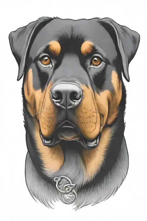 Smiling Rottweiler tattoo design idea