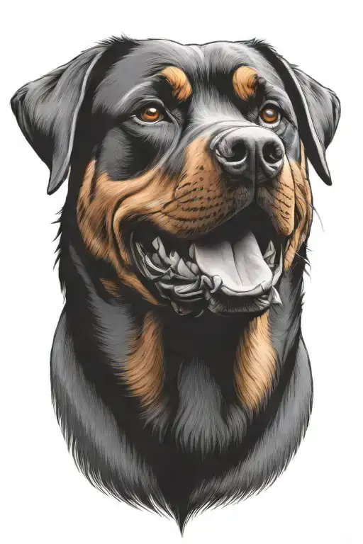 Smiling Rottweiler tattoo design idea