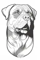 hide the quote 'what if . . .' in the image of a rottweiler tattoo design idea