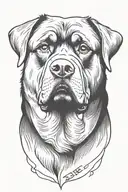 hide the quote 'what if . . .' in the image of a rottweiler tattoo design idea