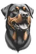 Smiling Rottweiler tattoo design idea