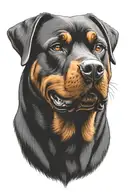 Smiling Rottweiler tattoo design idea
